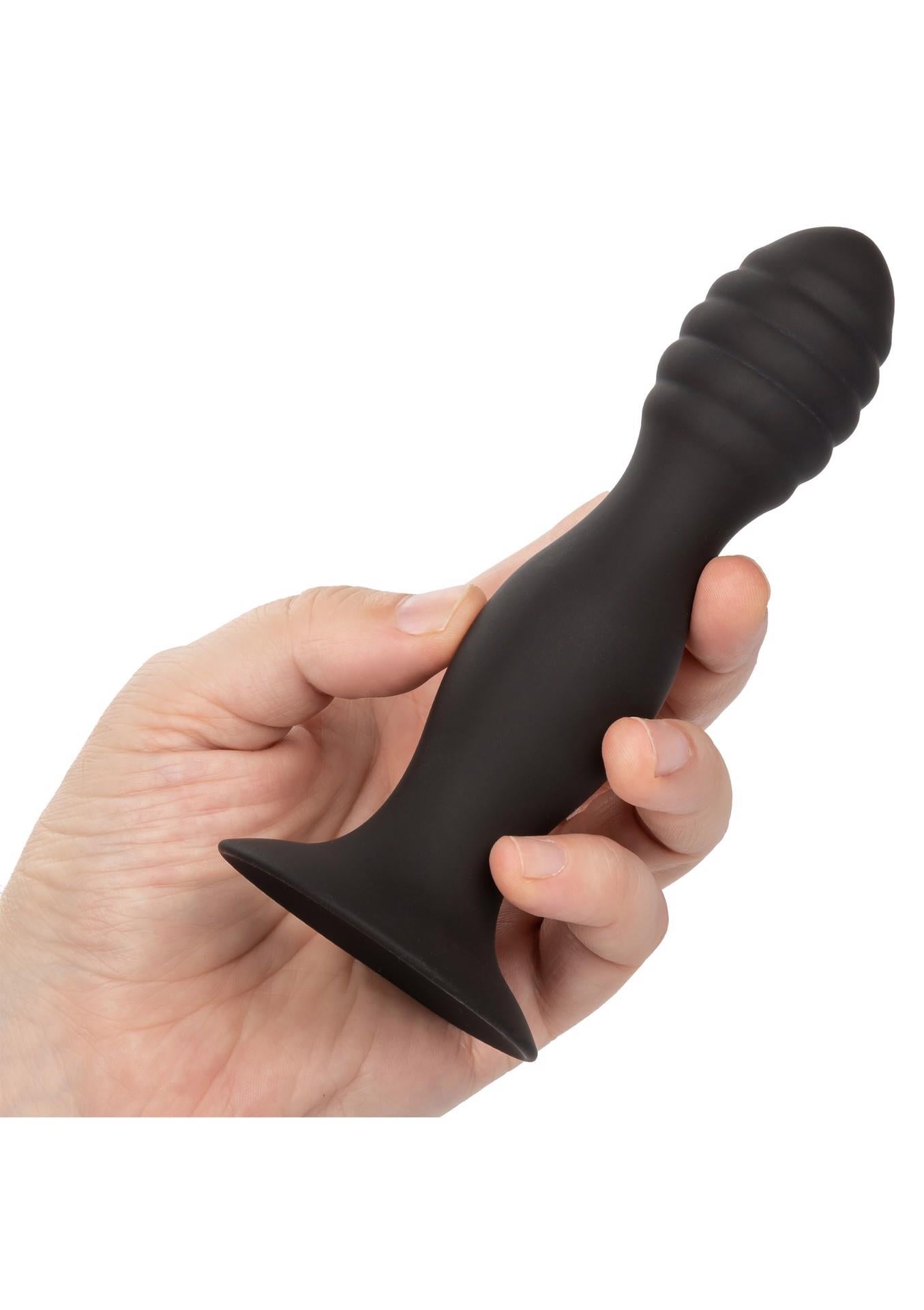 Dop anal din silicon cu nervuri Calexotics, negru