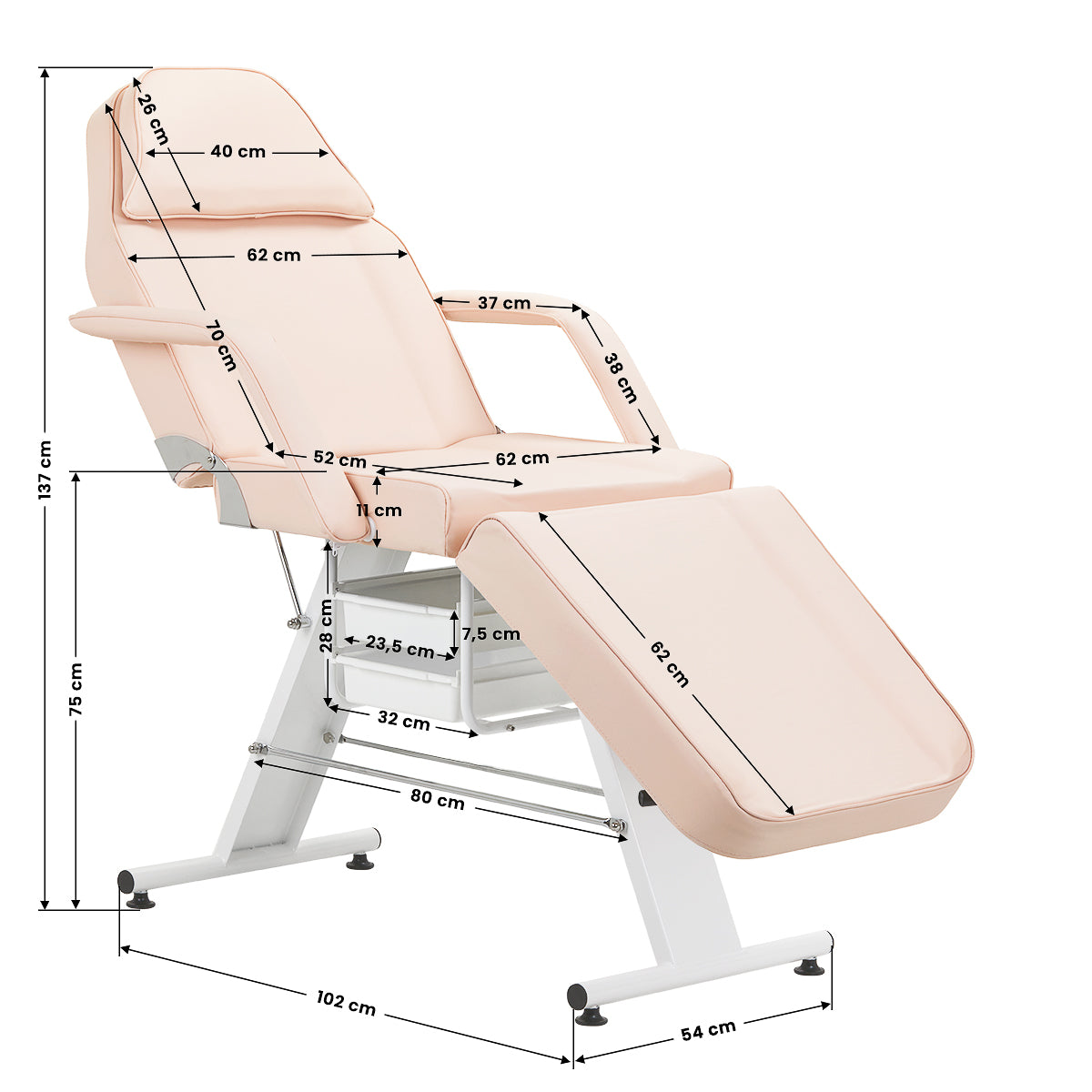 Scaun cosmetic Basic 202 cu tăvi, roz