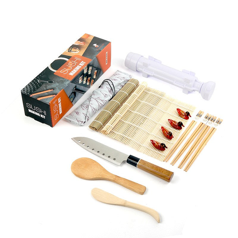 Set Ustensile pentru Sushi, Flippy, Set din 15 Accesorii pentru Sushi, Set pentru Sushi HOME MADE, Cutit Inclus, Forme,