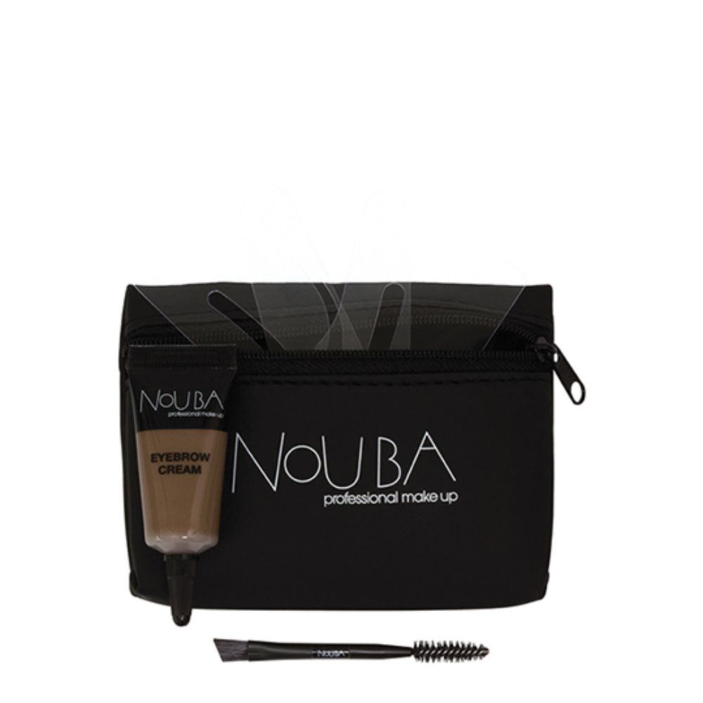 15 Set Nouba: Nouba, Eyebrow Brush + Nouba, Eyebrow Gel, 7 ml + Textile Makeup Bag, Black - Olmarkt