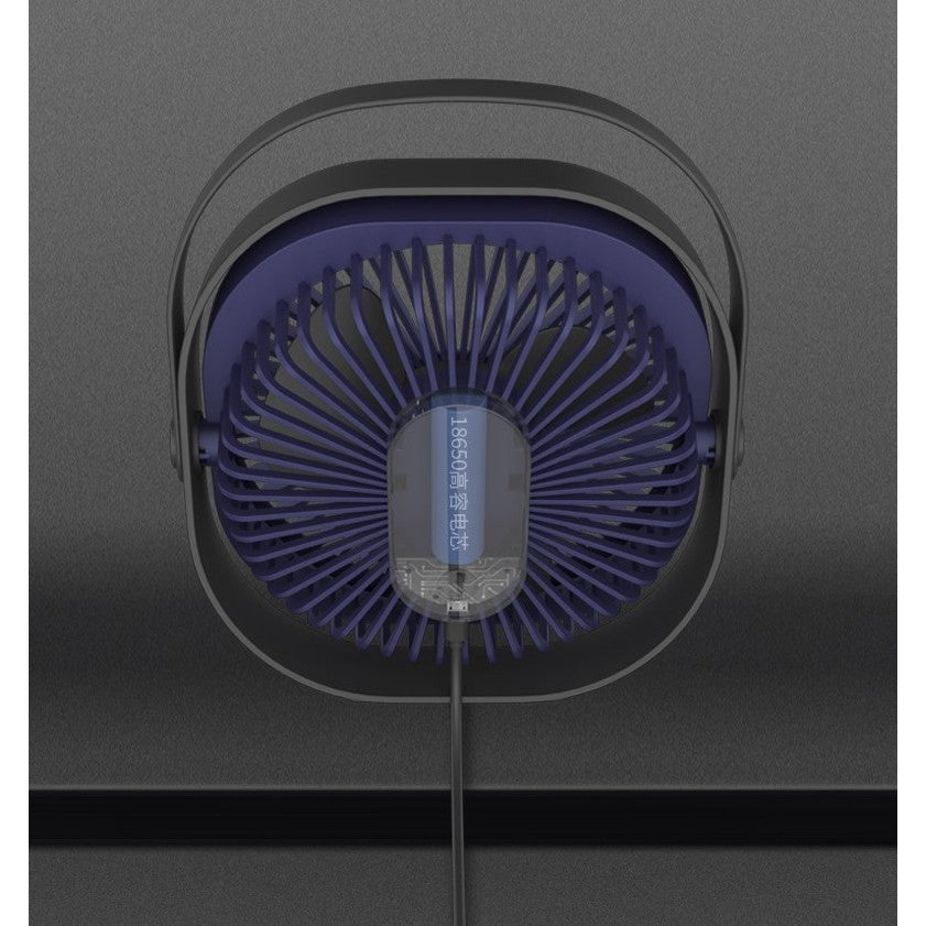 Mini ventilator pentru birou cu usb, Flippy, rotire 360 grade, 3 viteze, 1500 mA, 13.5 x 12,8, Albastru
