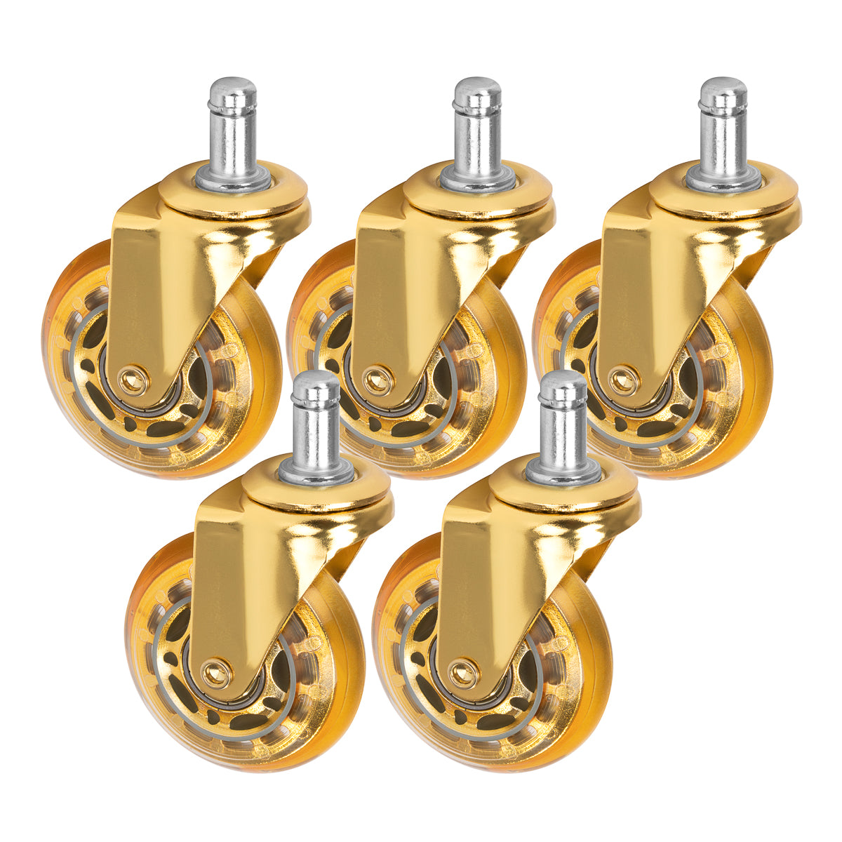 Roată pentru scaun Roll Speed ​​auriu cu prindere prin împingere, set de 5