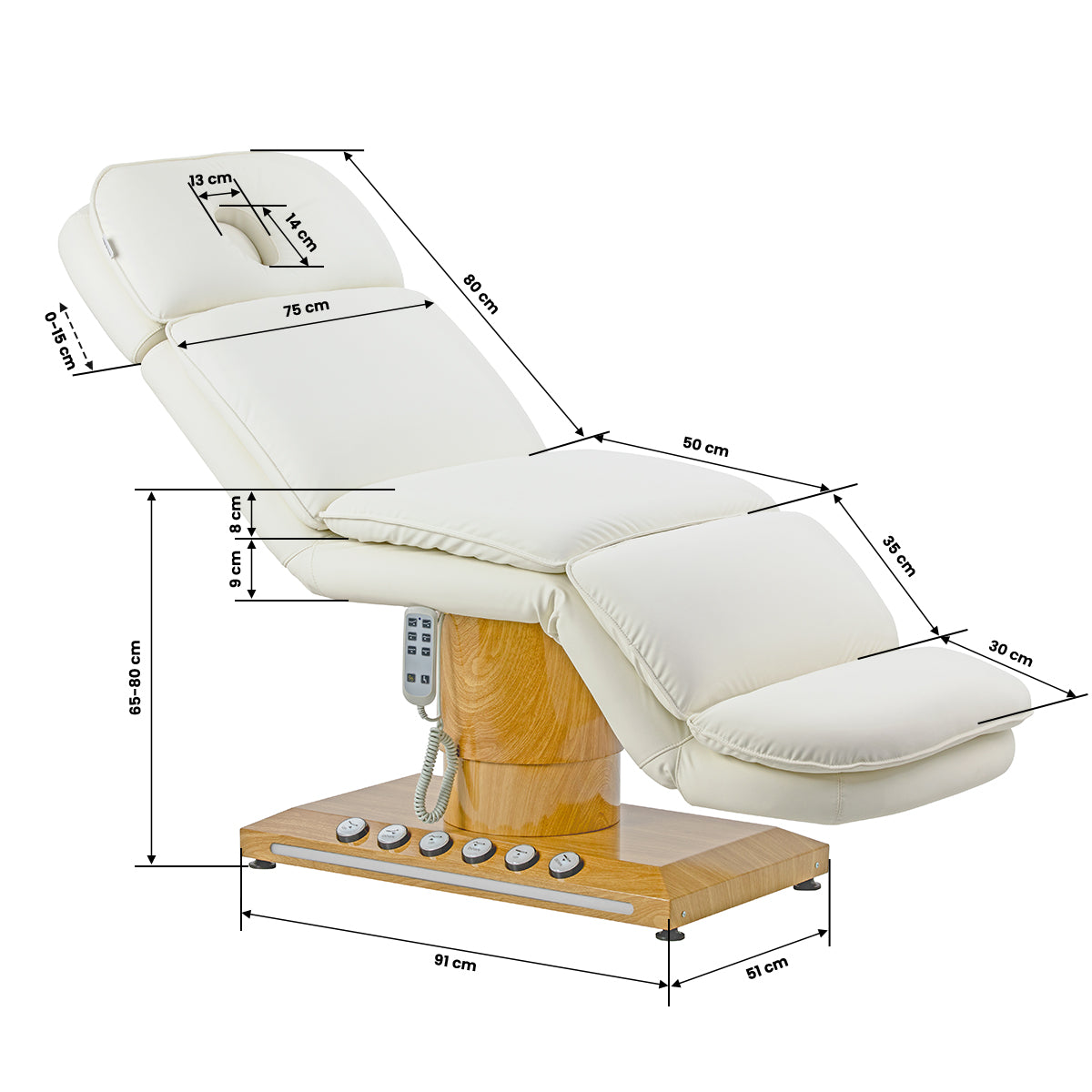 Scaun cosmetic electric Sillon Cloud, 3 motoare, crem