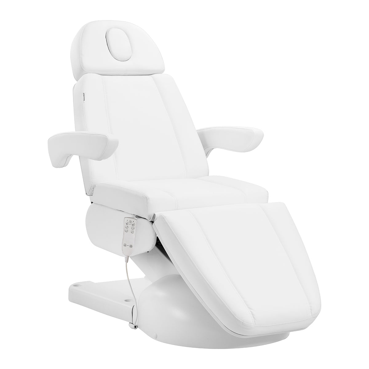 Scaun cosmetic electric Azzurro Lux cu 3 motoare și încălzire, alb
