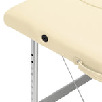 Masă de masaj pliabilă Balance, aluminiu, 2 segmente, crem
