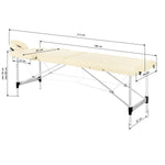 Masă de masaj pliabilă Balance, aluminiu, 2 segmente, crem