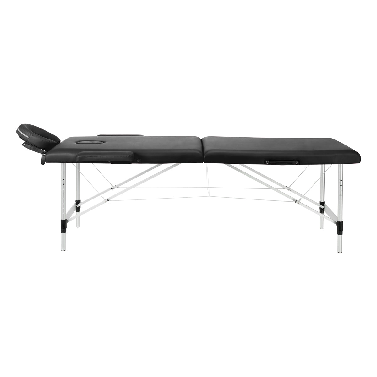 Masă de masaj pliabilă Balance, aluminiu, 2 segmente, neagră
