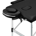 Masă de masaj pliabilă Balance, aluminiu, 2 segmente, neagră