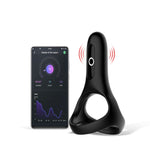 Inel pentru penis Magic Motion Rise cu aplicație, negru