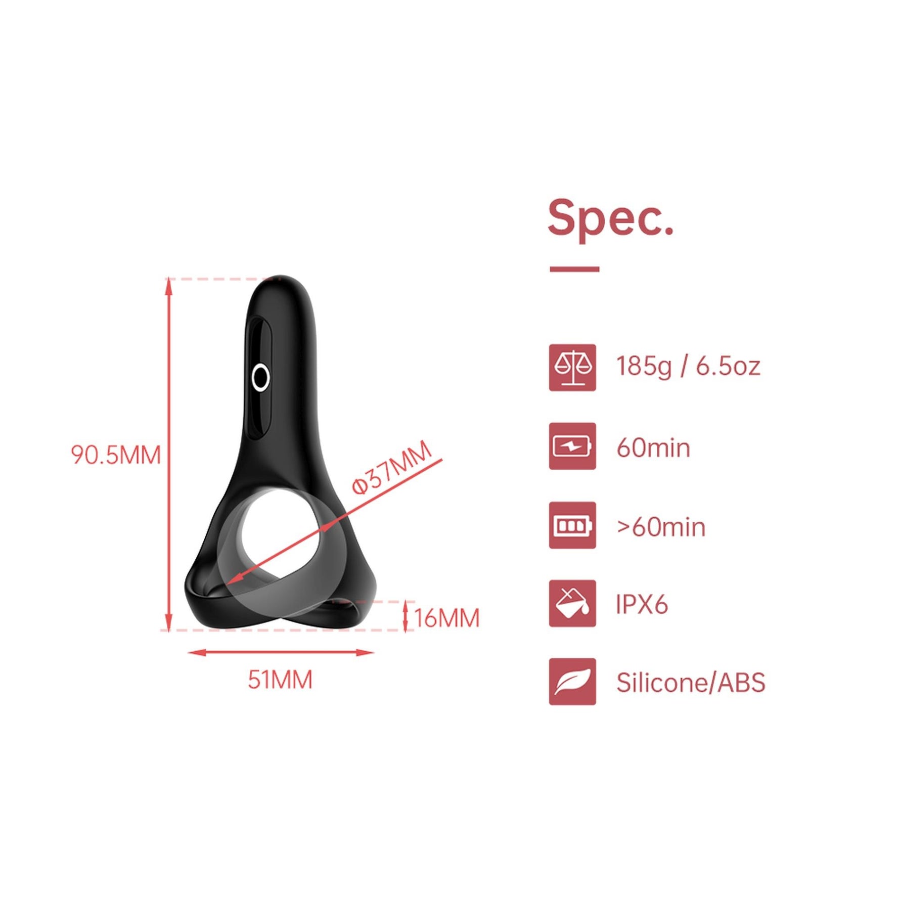 Inel pentru penis Magic Motion Rise cu aplicație, negru