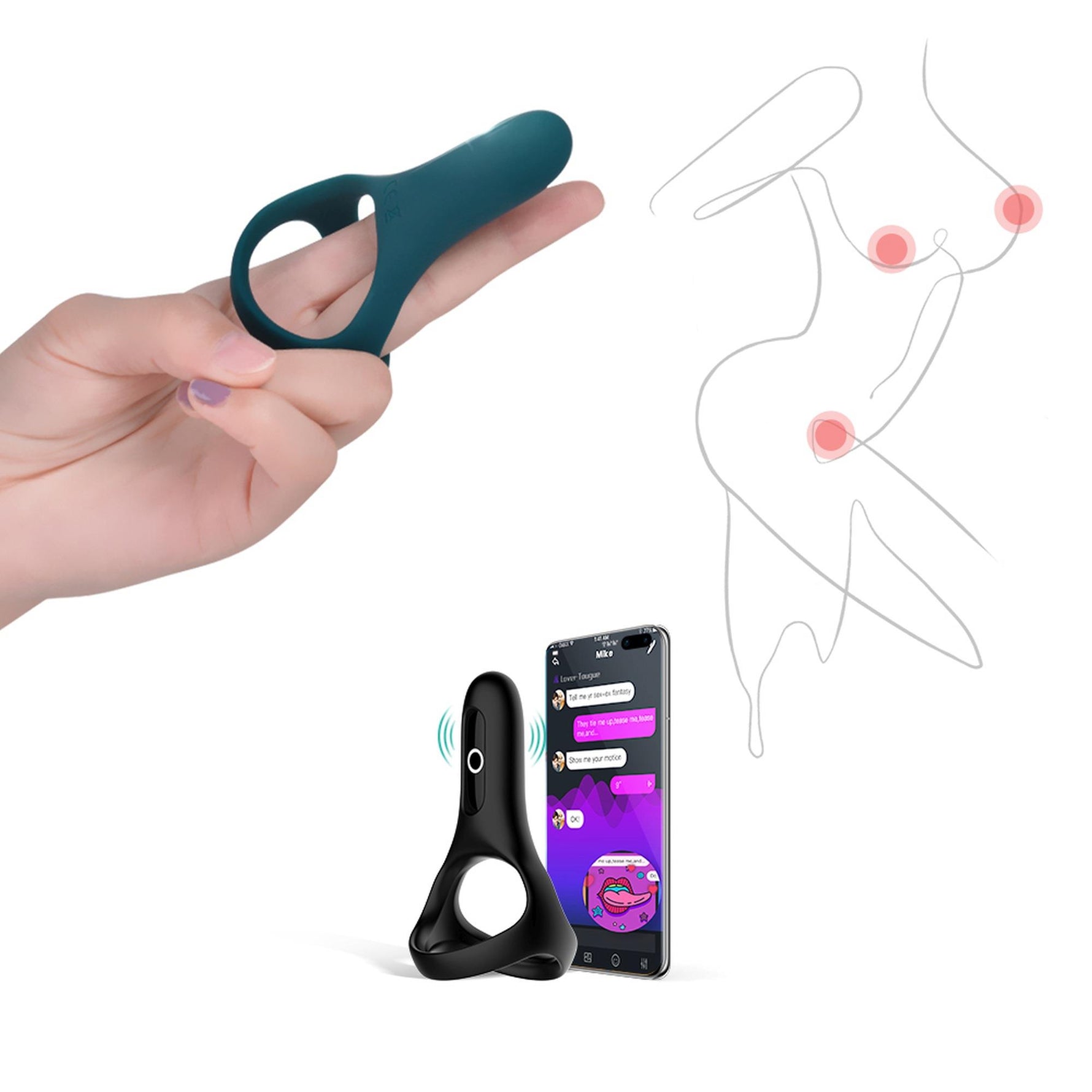 Inel vibrator Rise Magic Motion cu aplicație, verde
