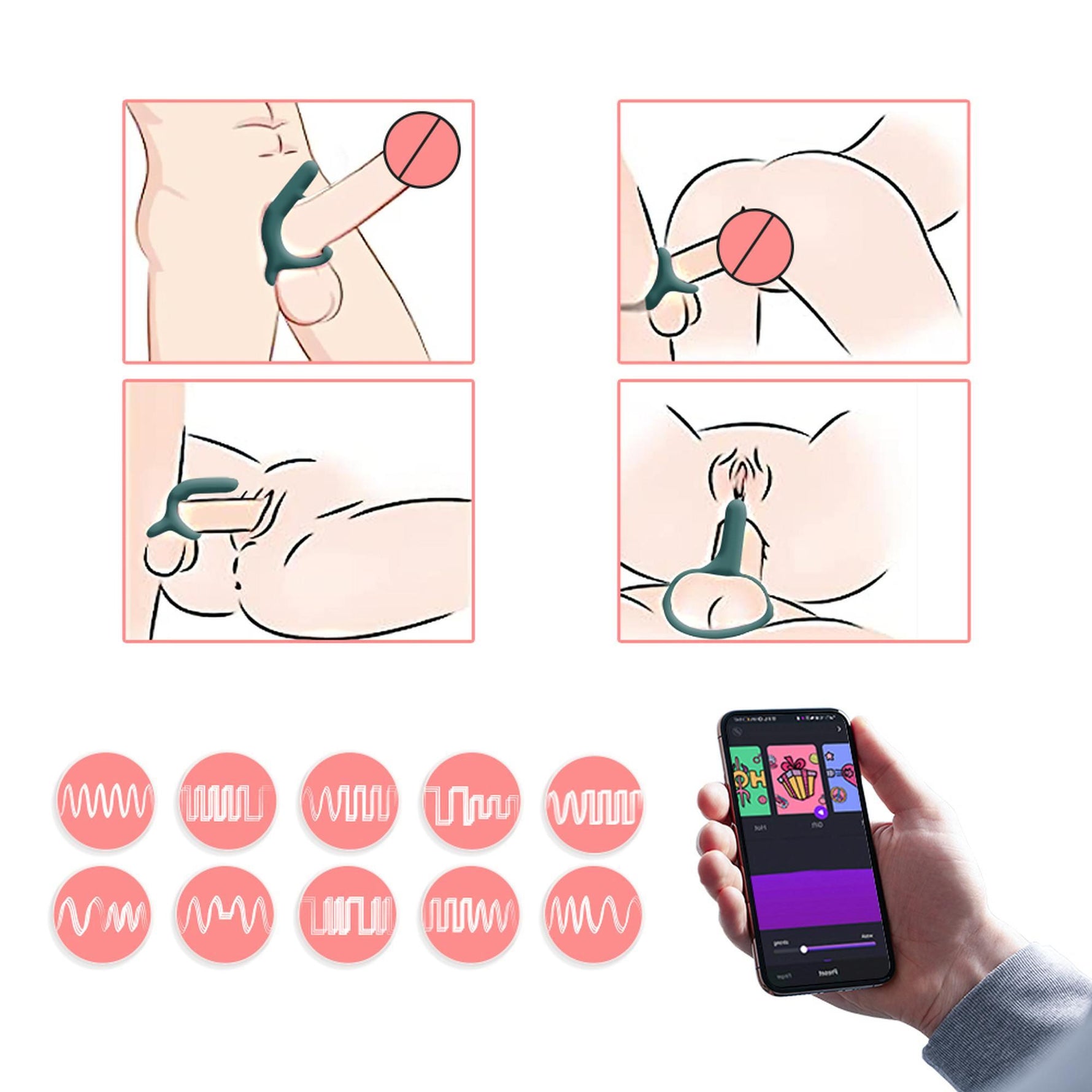 Inel vibrator Rise Magic Motion cu aplicație, verde