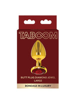 Plug anal Taboom din aur cu diamant, 9,5 cm
