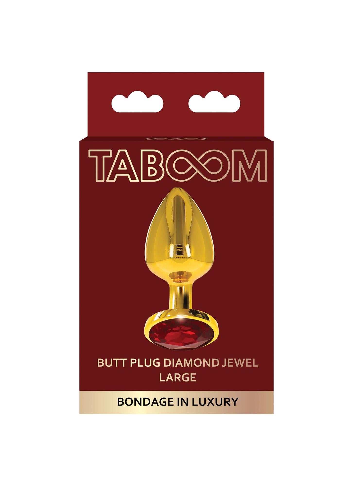 Plug anal Taboom din aur cu diamant, 9,5 cm