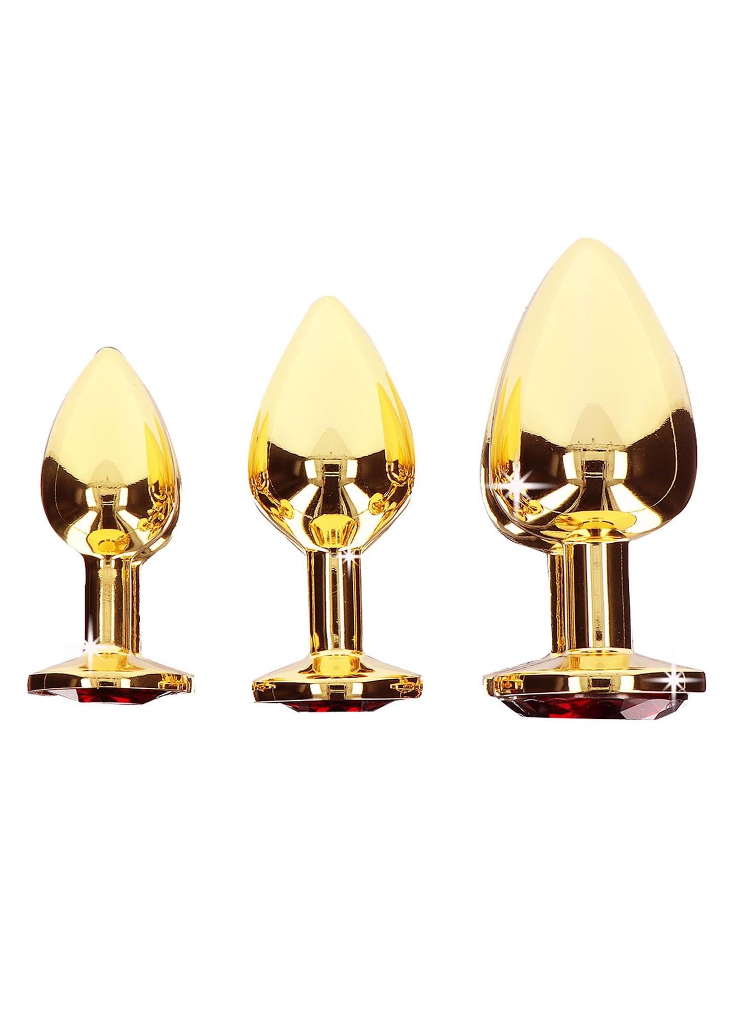 Plug anal Taboom din aur cu diamant, 9,5 cm