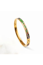Brățară rigidă cu email verde lime, placată cu aur 18K
