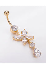 Piercing de buric cu floare, placat cu aur de 18K