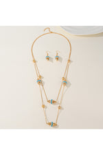 Set colier dublu și cercei, placat cu aur 18K