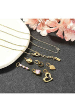 Set colier și brățară cu pandantiv inimă și zirconii, placat cu aur 14K
