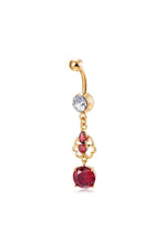 Cercel piercing pentru buric placat cu aur de 18K, model floare