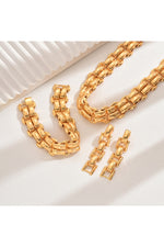 Set colier, brățară și cercei cu zale, placate cu aur 18K