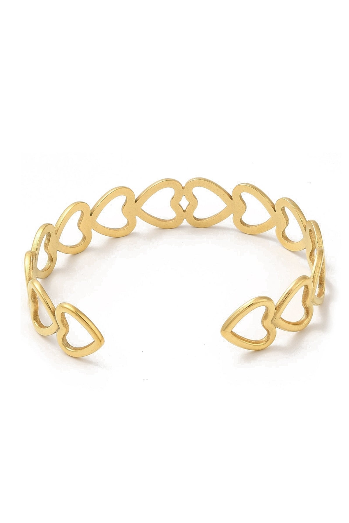 Brățară cuff cu zale și inimă, placată cu aur 18K
