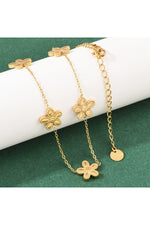 Set colier și cercei cu flori, placat cu aur 18K