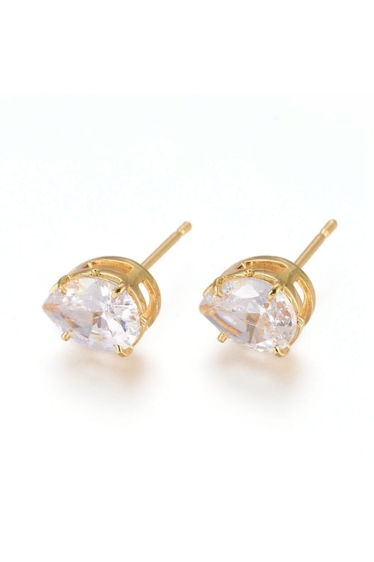 Cercei tip lacrimă, placați cu aur de 18K și zirconiu cubic
