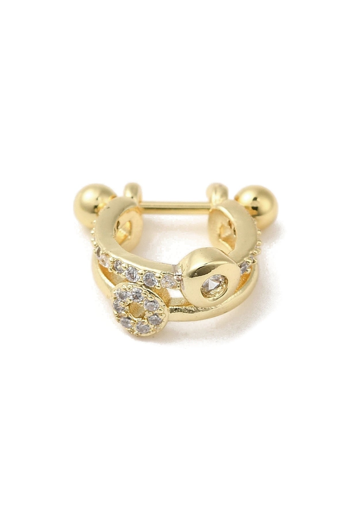 Cercel piercing pentru nas placat cu aur 18K, model inel decorativ