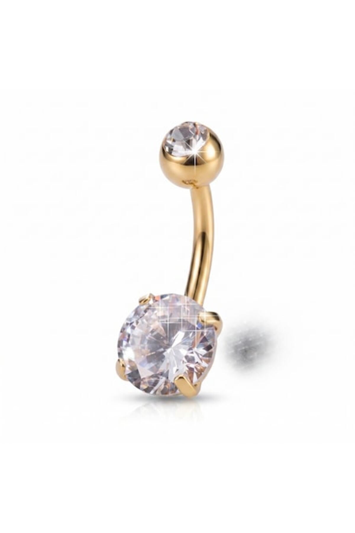 Cercel pentru piercing de buric placat cu aur de 18K, model rotund