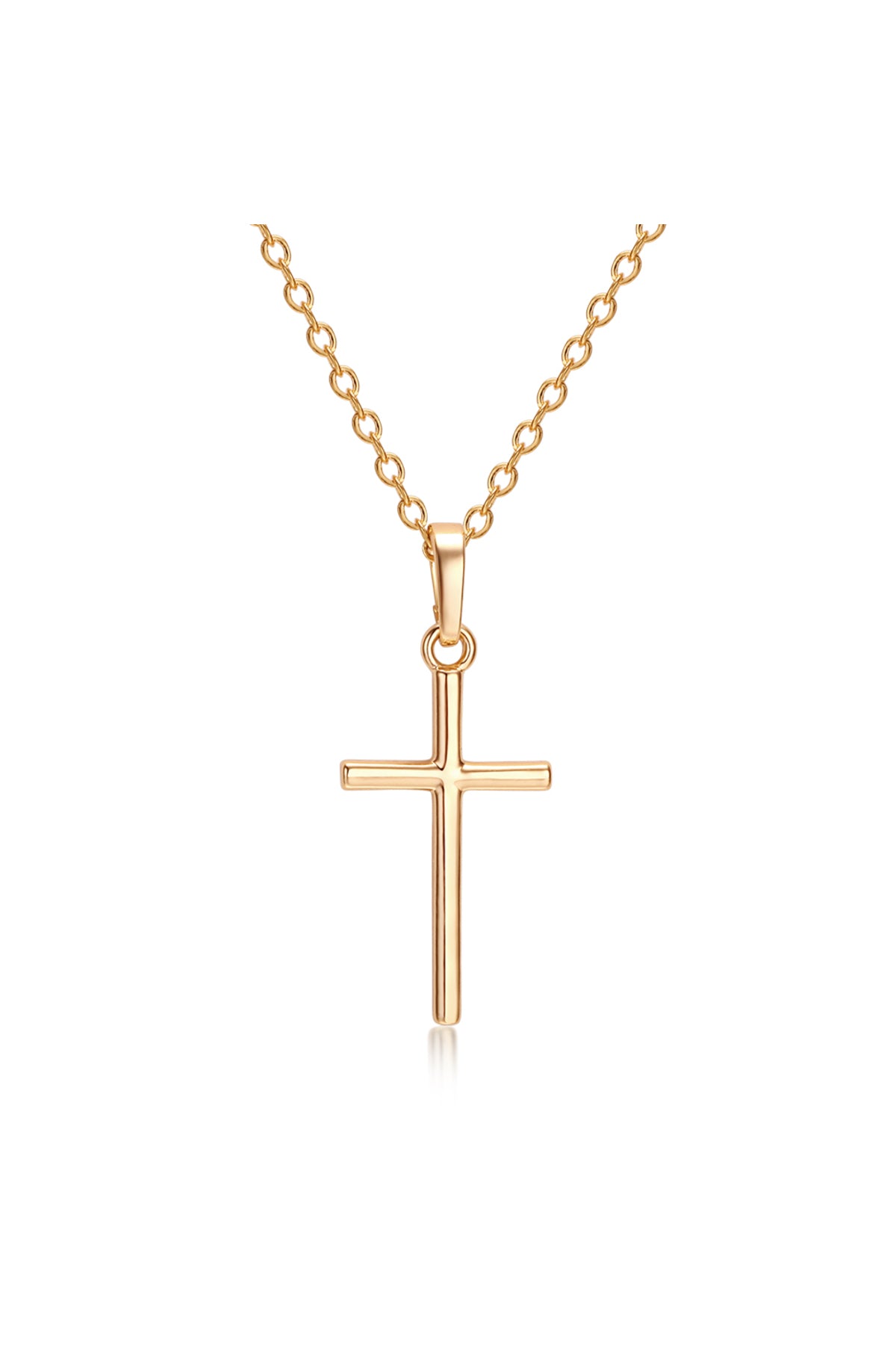 Colier cu pandantiv cruce, placat cu aur 18K