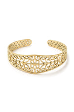 Brățară cuff cu model floral decupat, placată cu aur 18K