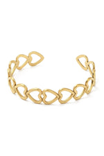 Brățară cuff cu zale și inimă, placată cu aur 18K