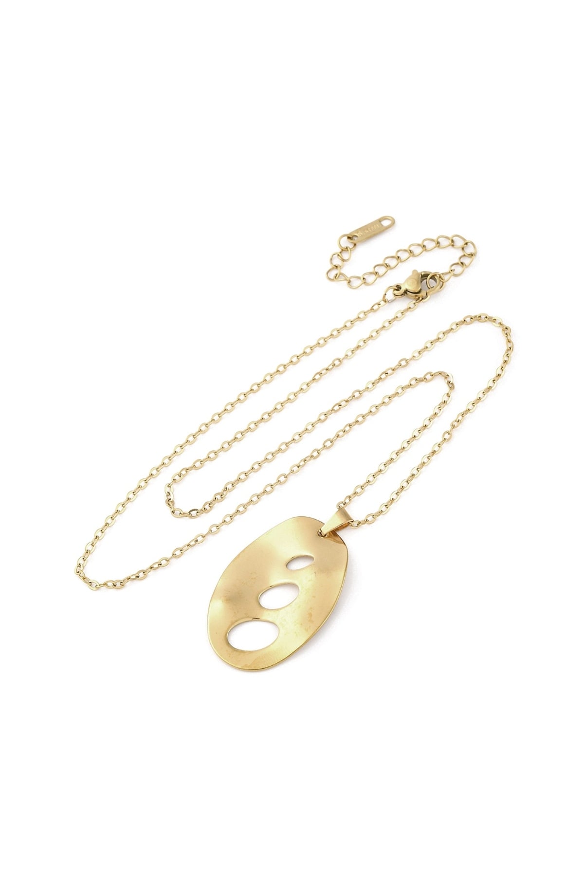 Colier cu pandantiv oval, placat cu aur 18K
