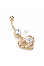 Piercing pentru buric placat cu aur de 18K, model inimă