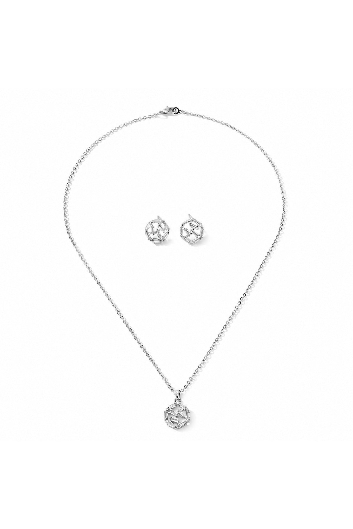 Set colier și cercei rotunzi, placat cu aur 18K