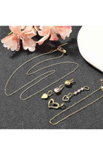Set colier și brățară cu pandantiv inimă și zirconii, placat cu aur 14K