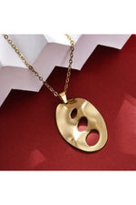 Colier cu pandantiv oval, placat cu aur 18K