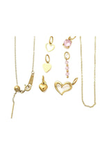 Set colier și brățară cu pandantiv inimă și zirconii, placat cu aur 14K