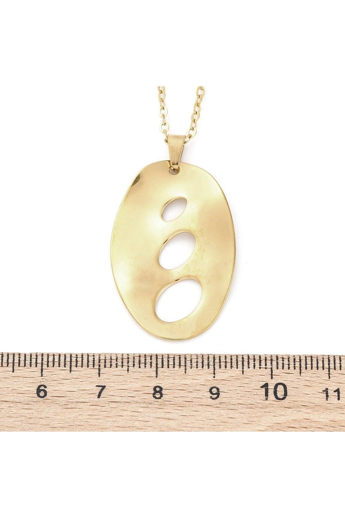 Colier cu pandantiv oval, placat cu aur 18K