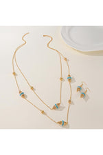 Set colier dublu și cercei, placat cu aur 18K