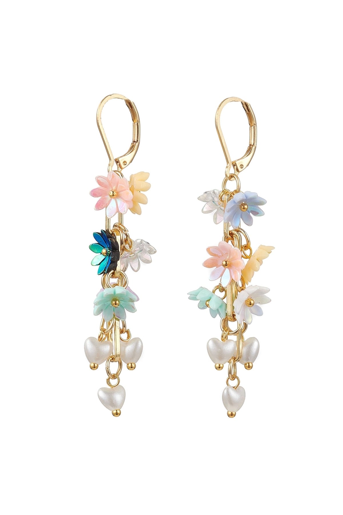 Cercei placați cu aur de 24K cu design floral