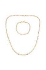 Set colier și brățară cu zale Figaro, placat cu aur 18K