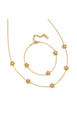 Set colier și brățară cu elemente florale, placate cu aur 18K