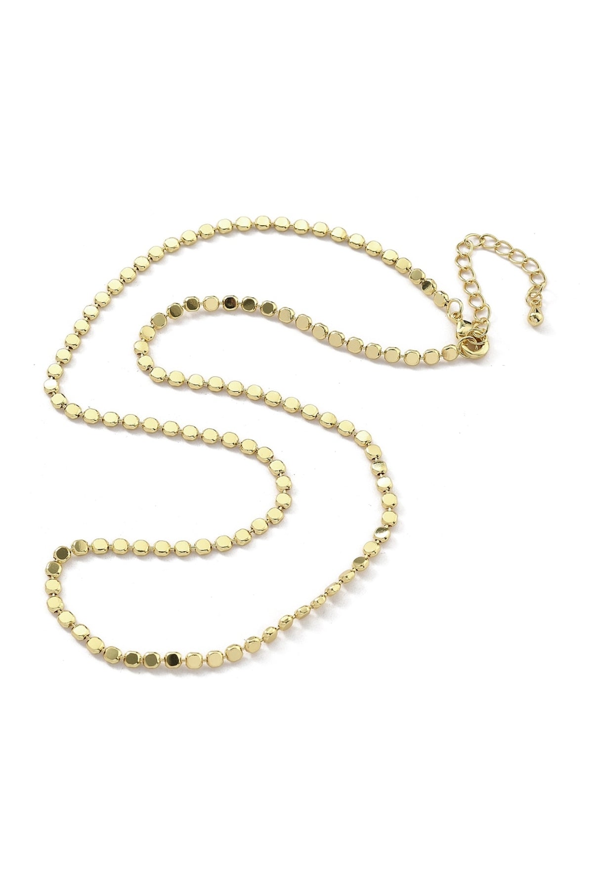 Colier cu zale plate rotunde, placat cu aur 18K