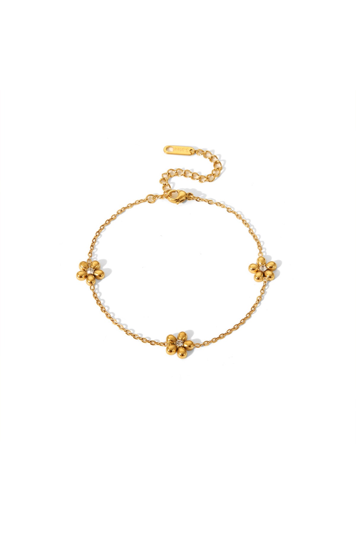 Set colier și brățară cu zale și elemente florale cu cristale, placat cu aur 18K