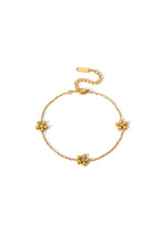 Set colier și brățară cu zale și elemente florale cu cristale, placat cu aur 18K