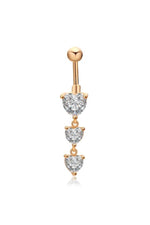 Cercel piercing pentru buric placat cu aur de 18K, model inimă
