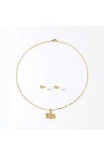 Set colier și cercei cu mesaj „Kiss”, placat cu aur 18K