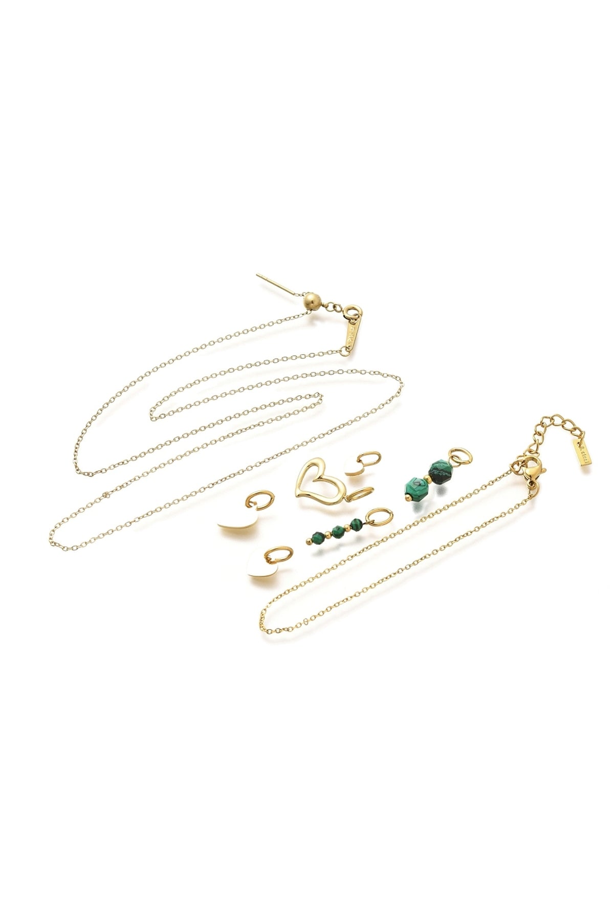 Set colier și brățară cu pandantiv inimă, placat cu aur 14K